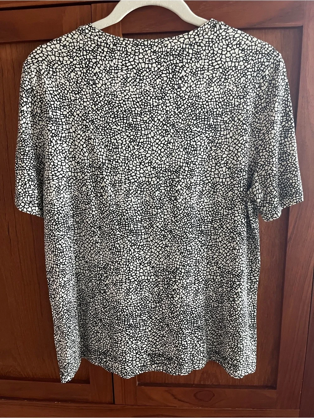 Tory Burch Logo Brown and Cream Pebble-Print Short Sleeve Tee